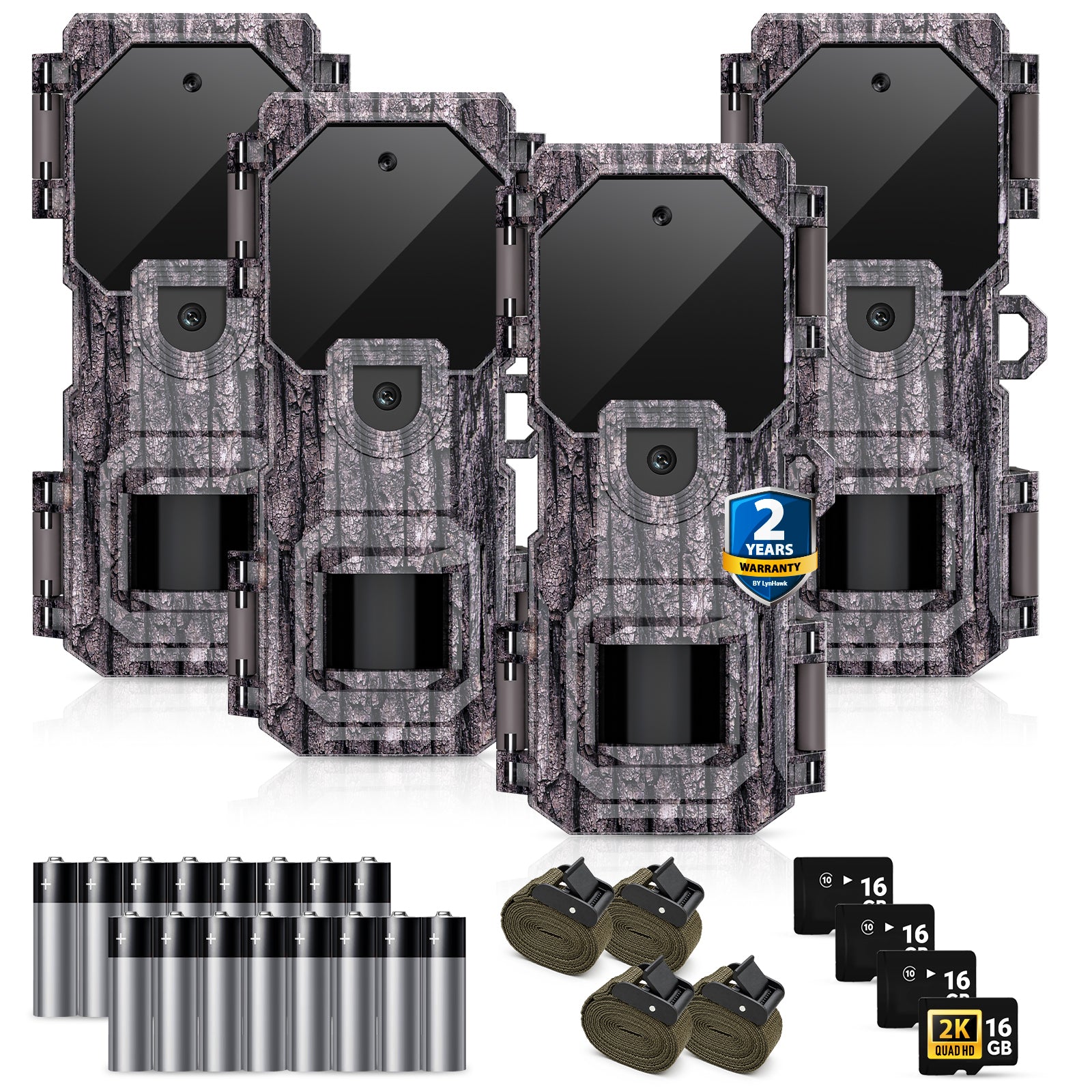 LynHawk 36MP 2K Mini Trail Camera with Secure Mounting, Camo, 4 Pack