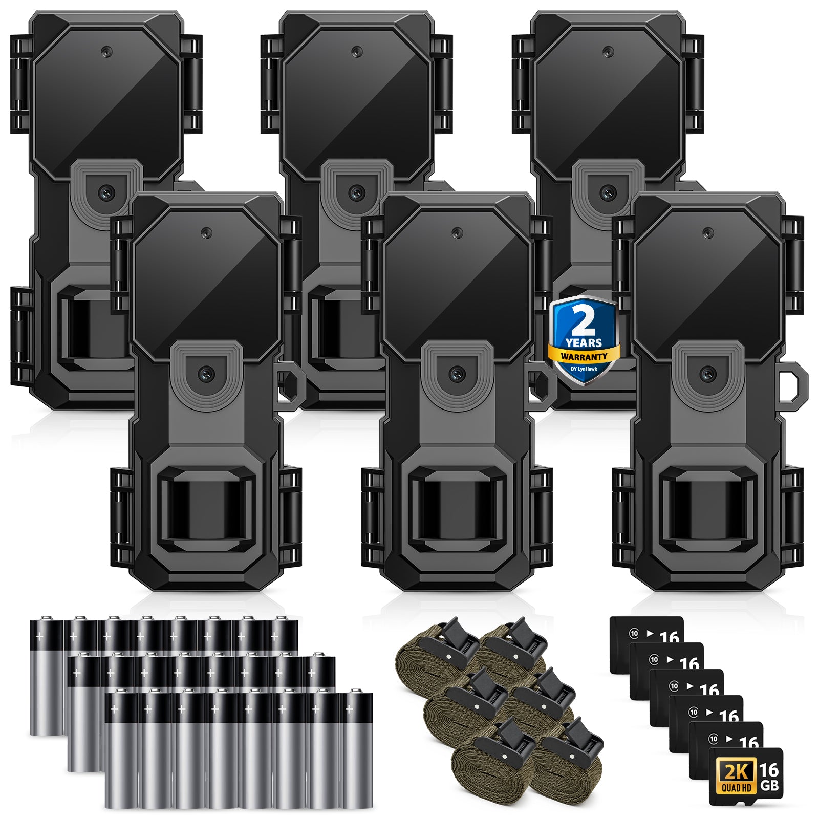 LynHawk 36MP 2K Mini Trail Camera with Secure Mounting, Black, 6 Pack
