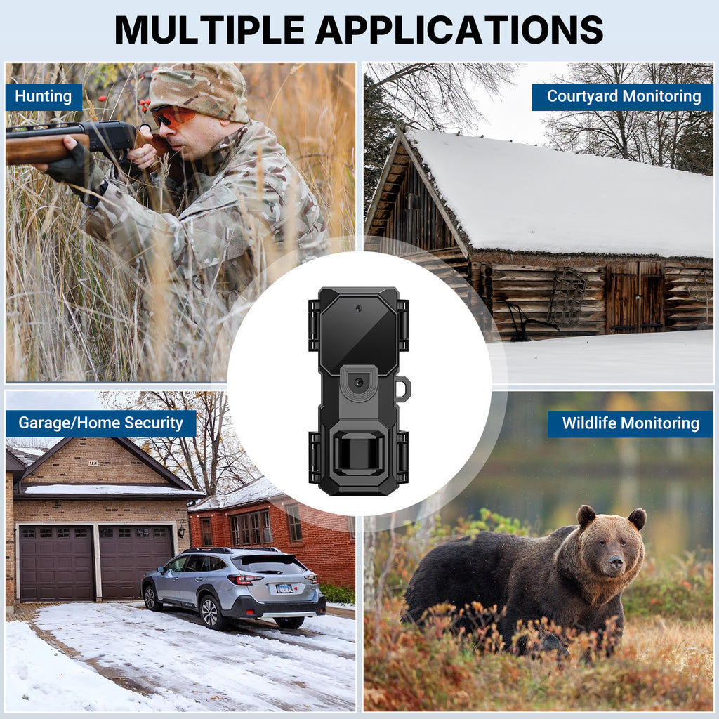 LynHawk 36MP 2K Mini Trail Camera with Secure Mounting, Black, 6 Pack