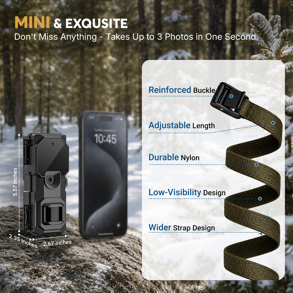 LynHawk 36MP 2K Mini Trail Camera with Secure Mounting, Black, 1 Pack