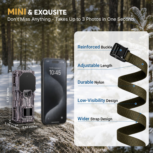 LynHawk 36MP 2K Mini Trail Camera with Secure Mounting, Camo, 1 Pack