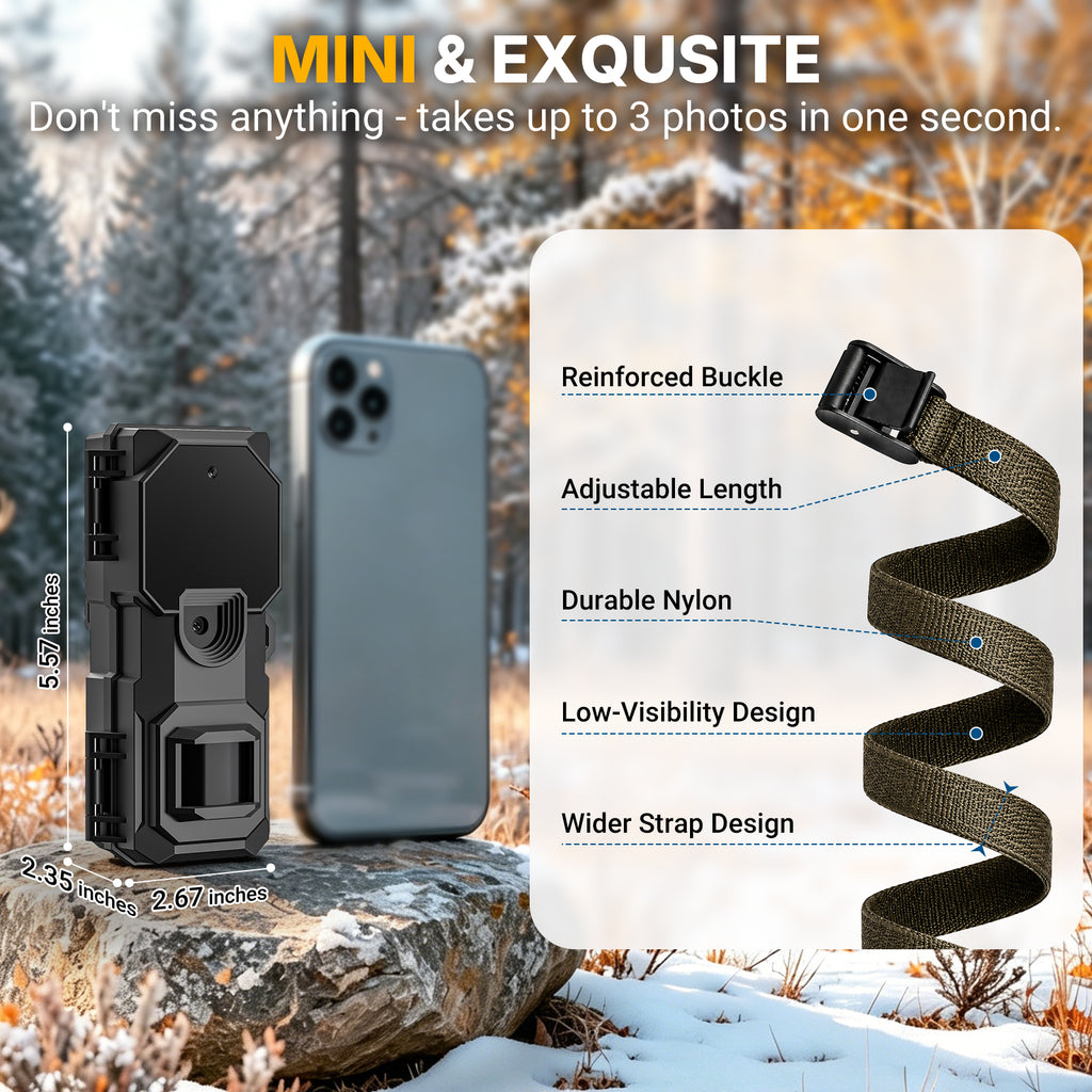 LynHawk 36MP 2K Mini Trail Camera with Secure Mounting, Black, 6 Pack