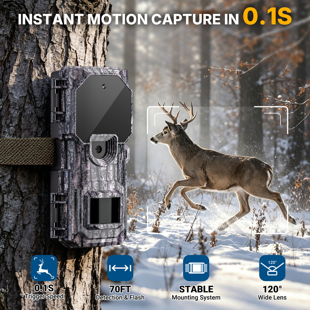 LynHawk 36MP 2K Mini Trail Camera with Secure Mounting, Camo, 4 Pack