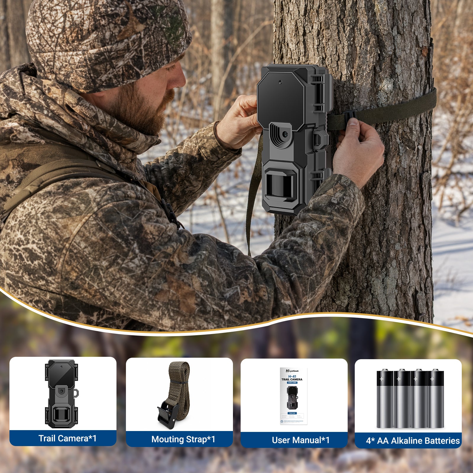 LynHawk 36MP 2K Mini Trail Camera with Secure Mounting, Black, 1 Pack